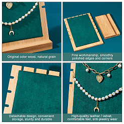 Bamboo Wood Multiple Necklace Display Stands&nbsp;NDIS-WH0003-008