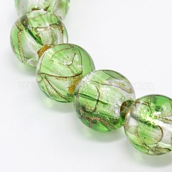 Handmade Silver Foil Glass Lampwork Round Beads Strands&nbsp;FOIL-L008-01