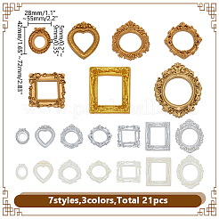 21Pcs 21 Styles Retro Resin Photo Frames&nbsp;AJEW-AR0005-22