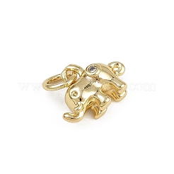 Brass Micro Pave Cubic Zirconia Elephant Charms&nbsp;KK-D409-41G-C