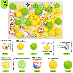 64Pcs Round & Rondelle Food Grade Eco-Friendly Silicone Beads&nbsp;SIL-SP0001-19C