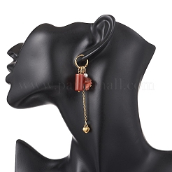 304 Stainless Steel Carnelian Heart Tassel Hoop Earrings&nbsp;EJEW-JE06731-03