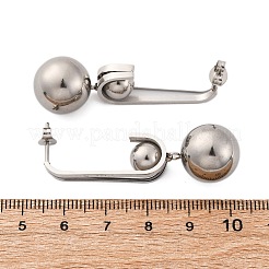 304 Stainless Steel Round Dangle Stud Earrings&nbsp;EJEW-Z098-31P