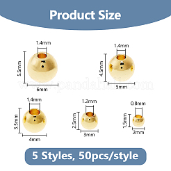 250Pcs 5 Styles Rack Plating Brass Round Beads&nbsp;KK-DC0004-55