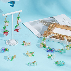 18Pcs 9 Coloes Lily of the Valley Glass & Acrylic Pendant Decorations&nbsp;HJEW-GO00105
