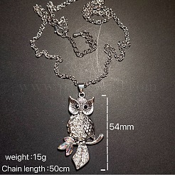 Vintage Alloy Crystal Rhinestone Owl Pendant Necklaces&nbsp;WU5085
