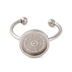 Non-Tarnish 304 Stainless Steel Open Cuff Ring Components&nbsp;X-STAS-S134-01P-04