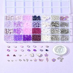 DIY Glass & CCB & ABS Plastic Imitation Pearl Beads Bracelets Mkaing Kits&nbsp;DIY-FS0007-17
