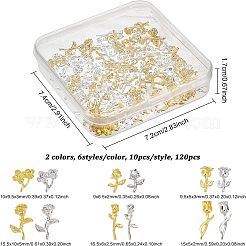 120Pcs 2 Colors Rose Flower Alloy Cabochons&nbsp;MRMJ-OC0002-93