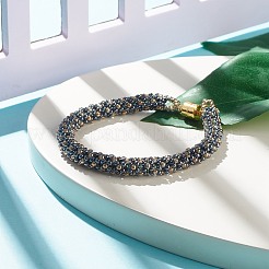Glass Seed Beaded Bracelet with Brass Magnetic Clasps&nbsp;BJEW-JB07801-01