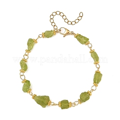Raw Rough Natural Peridot Beaded Chain Bracelets for Women&nbsp;BJEW-JB14450