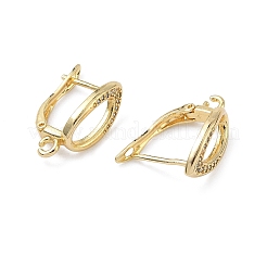 Teardrop Teardrop Brass Micro Pave Clear Cubic Zirconia Hoop Earring Findings&nbsp;KK-Z143-08G