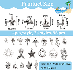 96Pcs 24 Style Ocean Theme Tibetan Style Alloy Pendants&nbsp;TIBEP-FG0001-13