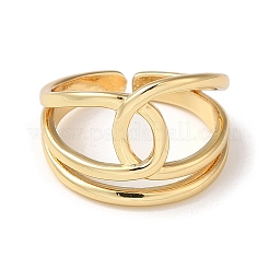 Rack Plating Brass Open Cuff Rings for Women&nbsp;RJEW-M162-27G