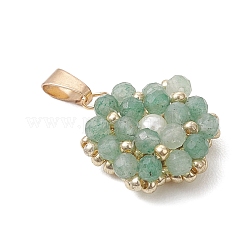Natural Green Aventurine Faceted Round Cluster Flower Pendants&nbsp;PALLOY-MZ01197-04