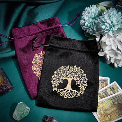 2Pcs 2 Colors Tree of Life Pattern Velvet Packing Pouches&nbsp;TP-CN0001-17