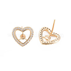 Brass Micro Pave Clear Cubic Zirconia Stud Earring Findings&nbsp;KK-S364-282