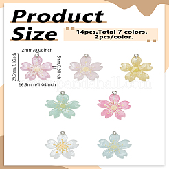 14Pcs 7 Colors Luminous Transparent Resin Pendants&nbsp;RESI-LP0001-64