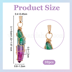 30Pcs Natural Dyed Quartz Bead Pointed Pendants&nbsp;PALLOY-OC00044