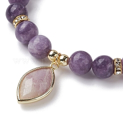 Natural Lepidolite/Purple Mica Stone Stretch Bracelets&nbsp;BJEW-JB10092-04