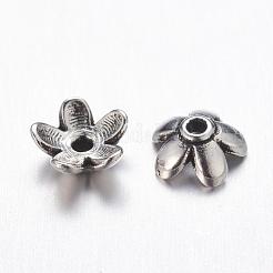 Tibetan Style  Zinc Alloy Bead Caps&nbsp;TIBEB-6.5x3-AS-FF