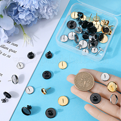 54Pcs 9 Style Flat Round 304 Stainless Steel Stud Earring Settings&nbsp;STAS-SC0006-66