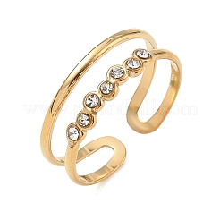 304 Stainless Steel Pave Cubic Zirconia Cuff Open Rings&nbsp;CU-CBA46D5-04G