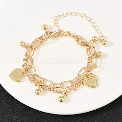 Iron Figaro & Paperclip Chain Double Layers Bracelets Link Bracelets for Women&nbsp;BJEW-A156-01G