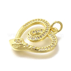 Brass Micro Pave Clear Cubic Zirconia Pendants&nbsp;KK-M297-32G
