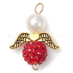 3Pcs 3 Colors Acrylic Pearl & Polymer Clay Rhinestone Angel Connector Charms&nbsp;PALLOY-JF02903