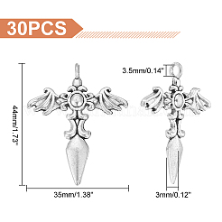 30Pcs Tibetan Style Sword with Wing Alloy Pendants&nbsp;TIBEP-UN0001-08