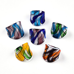 Handmade Lampwork Wide Band Rings&nbsp;RJEW-Q150-M02-B