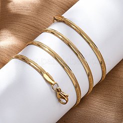 PVD Vacuum Plating 304 Stainless Steel Herringbone Chain Necklaces&nbsp;NJEW-F227-02G-04