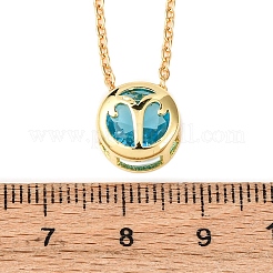 Brass Pave Cubic Zirconia Birth Stone Constellation Pendant Cable Chain Necklaces&nbsp;LS-NJEW-D334-01G-07