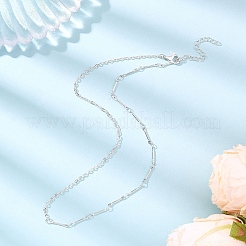 Brass Bar Link Chain & 304 Stainless Steel Cable Chain Necklaces for Women&nbsp;NJEW-JN05547-03