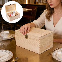 Pine Wood Flip Top Storage Boxes&nbsp;CON-WH0095-231