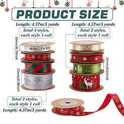8 Rolls 8 Styles Christmas Printed Polyester Satin Ribbon&nbsp;SRIB-PH0001-47