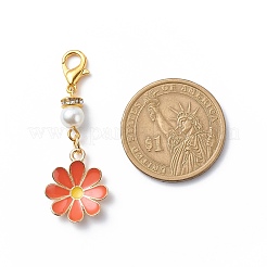 Flower Alloy Enamel Pendant Decoration&nbsp;X1-HJEW-JM00778