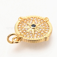 Brass Micro Pave Clear & Royal Blue Cubic Zirconia Pendants&nbsp;ZIRC-O036-15G