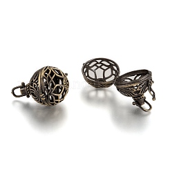 Round Brass Hollow Cage Pendants&nbsp;KK-L083-18AB-RS