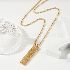 304 Stainless Steel Clear Cubic Zirconia Rectangle Constellation Pendant Necklaces for Women Men&nbsp;NJEW-S435-01G-E