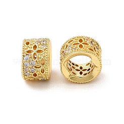 Rack Plating Brass Micro Pave Cubic Zirconia European Beads&nbsp;KK-C010-12