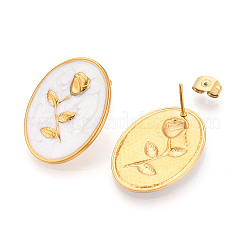 304 Stainless Steel Enamel Stud Earrings&nbsp;EJEW-T047-30G-A