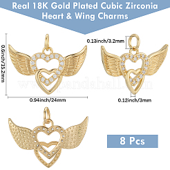 8pcs Brass Micro Pave Cubic Zirconia Pendants&nbsp;KK-BBC0020-22
