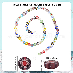 3 Strands Flat Round Handmade Millefiori Glass Beads Strands&nbsp;LAMP-LT0001-15A
