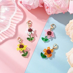 Sunflower Acrylic & Glass Seed Pendant Decorations&nbsp;HJEW-MZ00344