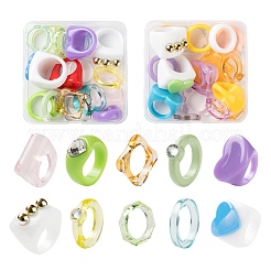 18Pcs Acrylic Finger Rings&nbsp;RJEW-LS0001-01