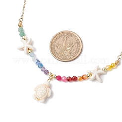 Beach Synthetic Turquoise Turtle Starfish Pendant Necklaces&nbsp;NJEW-JN05251