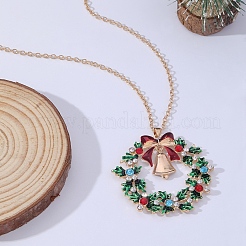 Christmas Wreath & Bell Alloy Rhinestone Pendant Necklaces & Dangle Earrings & Charm Bracelets & Brooch Sets&nbsp;WG06691-09
