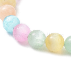 Dyed Natural Selenite Round Beaded Stretch Bracelet&nbsp;BJEW-JB09411-02